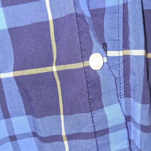 Club Room Menโs L Blue Plaid Long Sleeve Button-Up Shirt Casual Dress Top - Picture 3 of 4